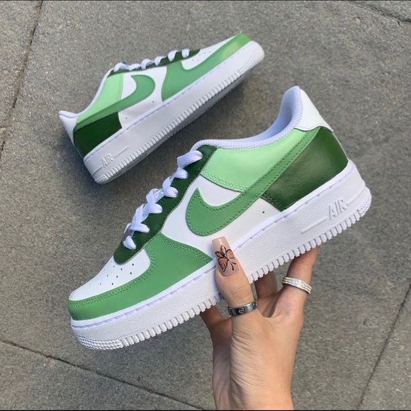 Color Block Custom Air Force Green Air Force Custom Shoes, Spring